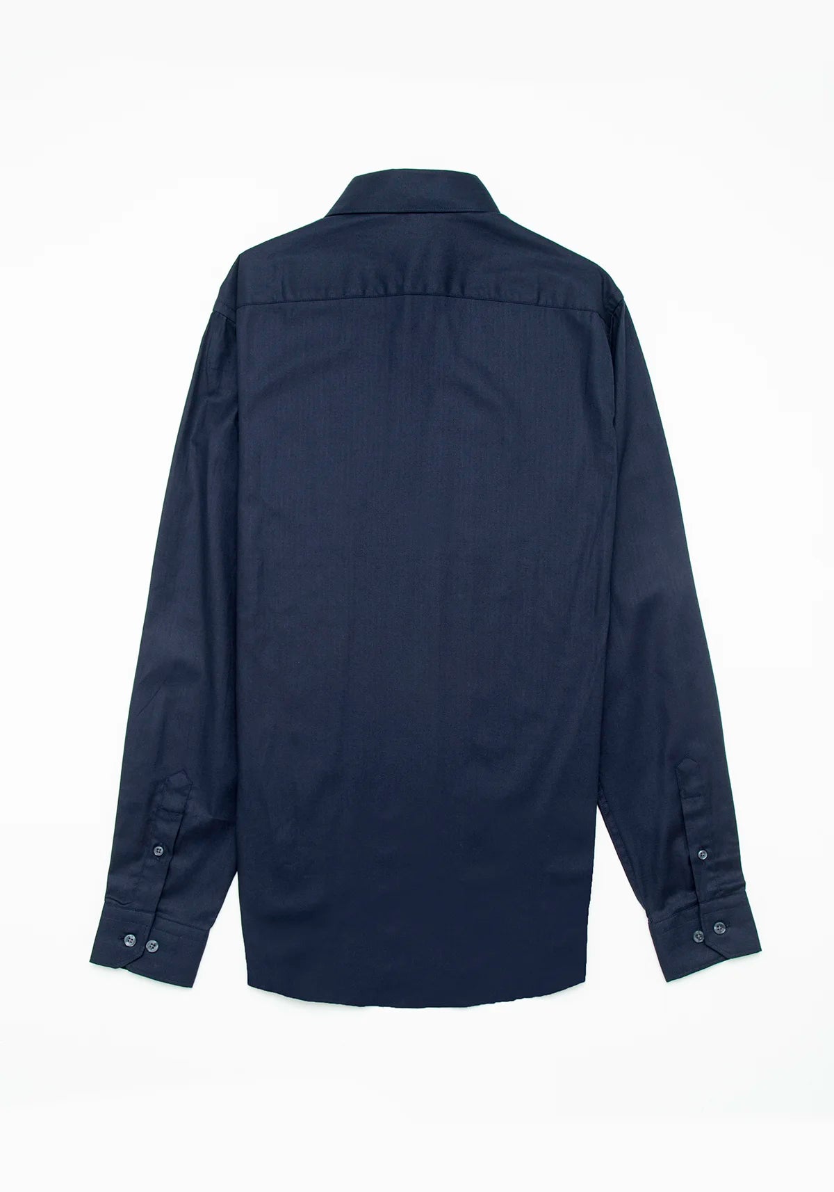 Camisa Dobby Espina de Pescado Algodón Azul Oscuro